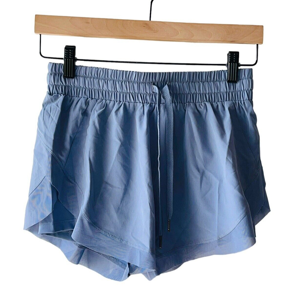 Halara Size XS Blue Drawstring Contrast Mesh Trim 2 In One Shorts - New